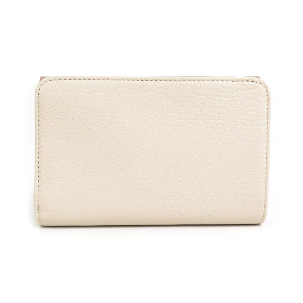 Miu Miu Beige fold Leather Ivory White Wallet Bi Tan White
